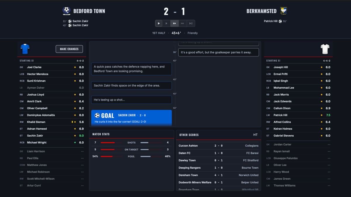 NLFM matchday, Bedford Town 2-1 Berkhamsted