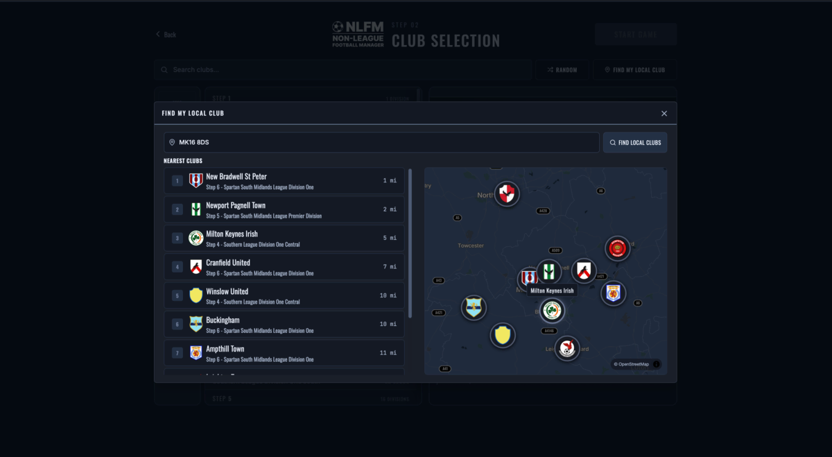 'Find my local team' feature
